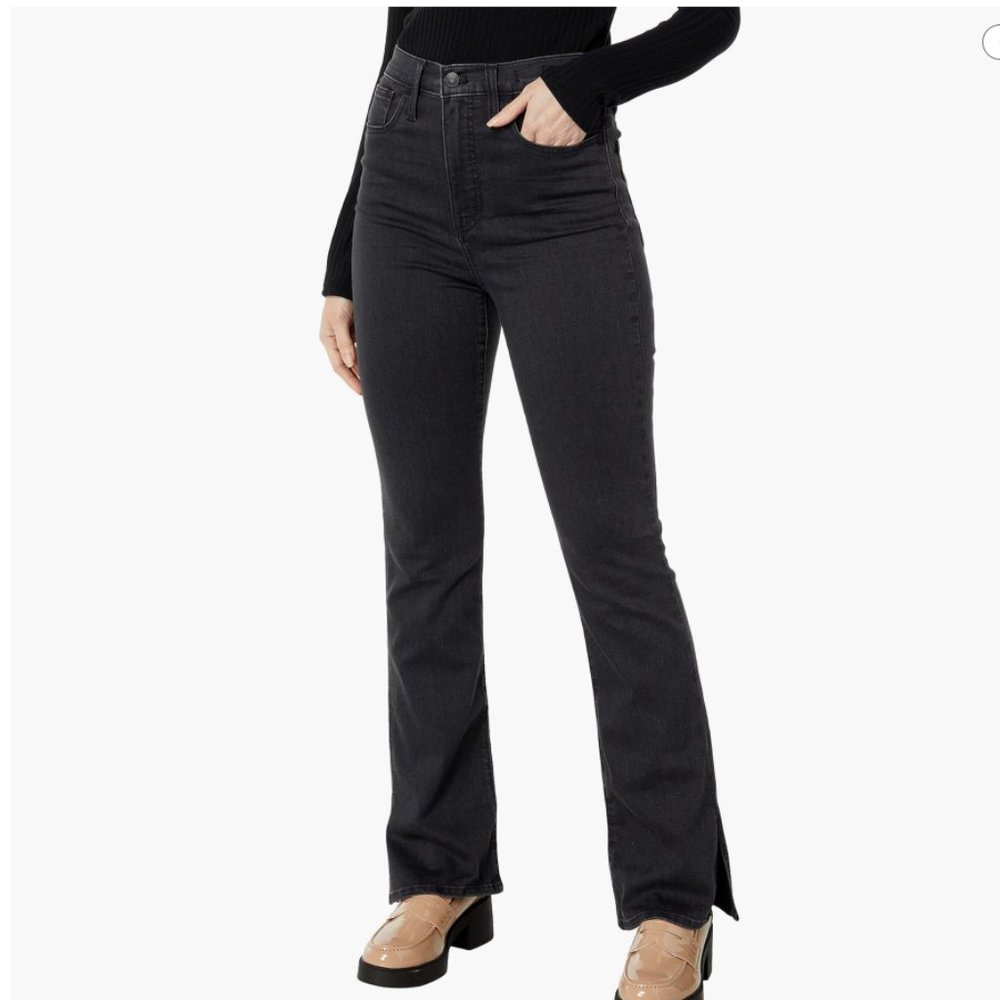Madewell Skinny Flare Jeans with Slit Hem in Bellhaven Wash High Waist Black